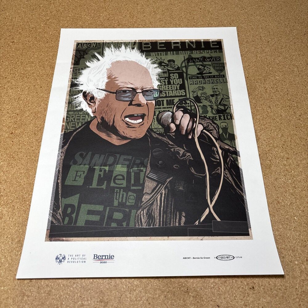 ABCNT 2020 Bernie So Punk , Bernie Sanders Poster 24 X 18 Feel the Burn